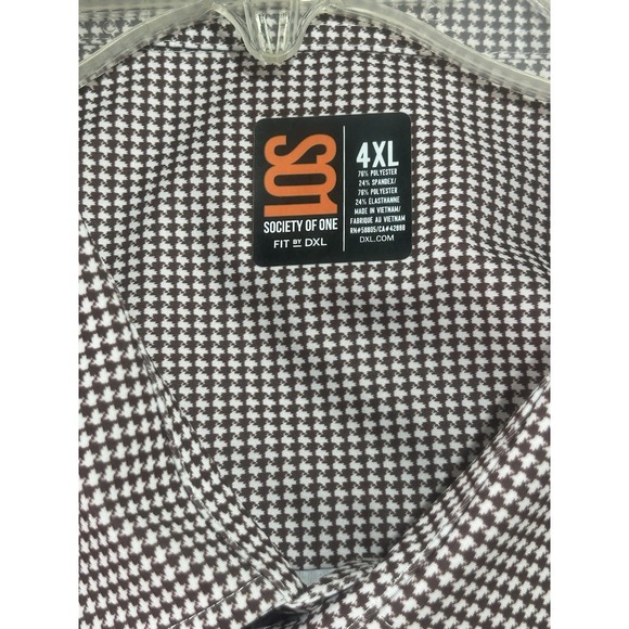 Society Of One Men's 4XL Long Sleeve‎ Button Down Shirt Houndstooth Relax Casual - Picture 3 of 8